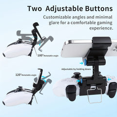 A Mobile Phone Holder for The PS5 Controller, Featuring an Adjustable Gaming Clamp, Compatible with The Playstation 5 Dualsense Controller