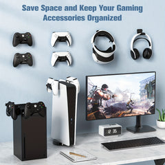 6pcs Game Controller Wall Mount - Universal Gaming Controller Holder for PS5, Xbox, Switch Pro, VR Headset, and Headphones - Strong Adhesive & Screw Installation Options, Space-Saving Organizer for Gamers