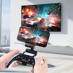 A Mobile Phone Holder for The PS5 Controller, Featuring an Adjustable Gaming Clamp, Compatible with The Playstation 5 Dualsense Controller