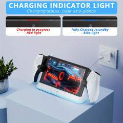 for PS5 Portal Charging Dock Station with RGB Light charger 5V USB FastCharging, Charging Indicator, and Handheld Stand Holder Accessory with USB c Charging Cable